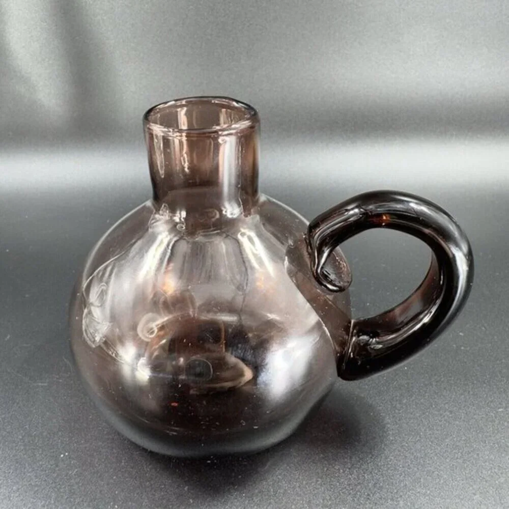 Vintage Mid Century Amethyst Purple Glass Jug Pitcher Container With‎ Handle VTG
